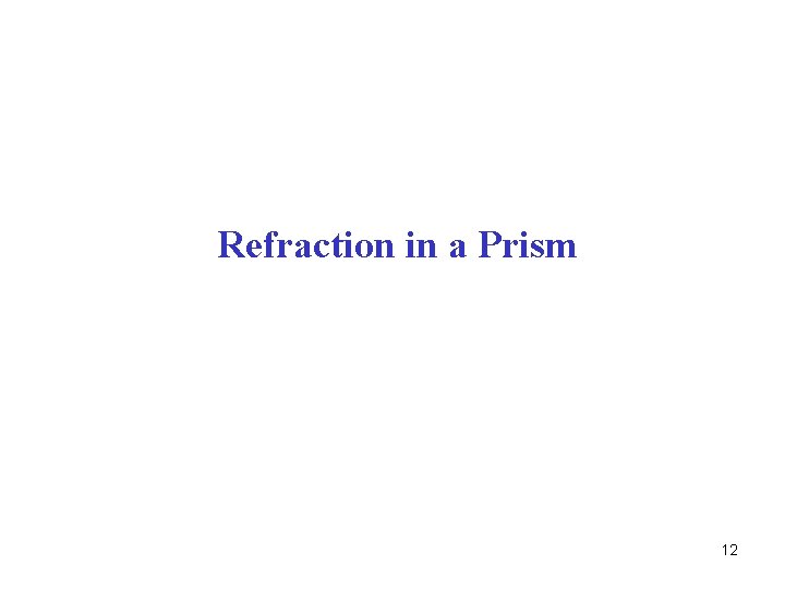 Refraction in a Prism 12 Refraction in a Prism 12