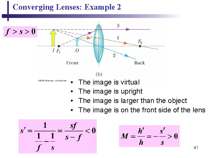 Converging Lenses: Example 2 • • The image is virtual The image is upright Converging Lenses: Example 2 • • The image is virtual The image is upright