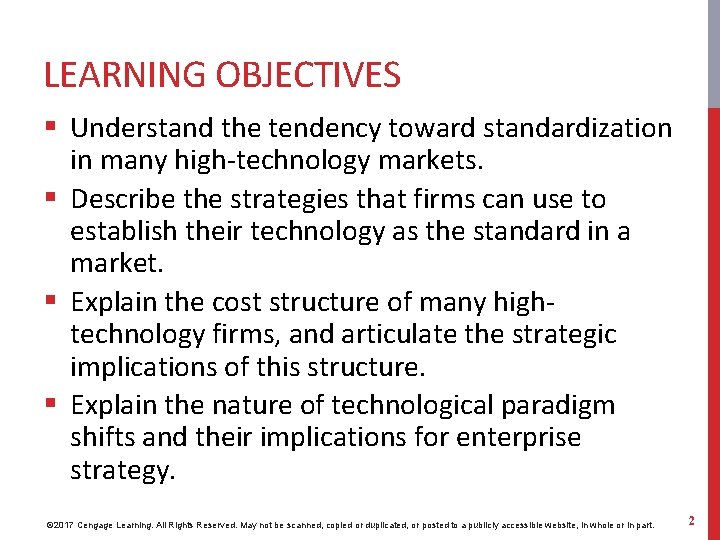 LEARNING OBJECTIVES § Understand the tendency toward standardization in many high-technology markets. § Describe