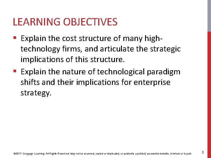 LEARNING OBJECTIVES § Explain the cost structure of many hightechnology firms, and articulate the