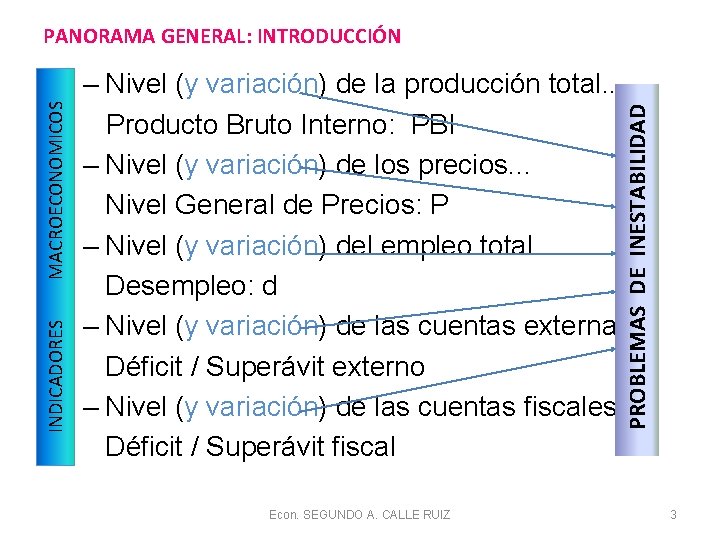 – Nivel (y variación) de la producción total. . . Producto Bruto Interno: PBI