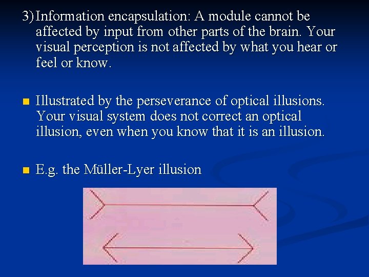3) Information encapsulation: A module cannot be affected by input from other parts of 3) Information encapsulation: A module cannot be affected by input from other parts of