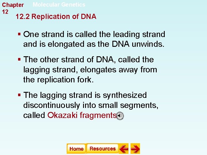 Chapter 12 Molecular Genetics 12. 2 Replication of DNA § One strand is called Chapter 12 Molecular Genetics 12. 2 Replication of DNA § One strand is called
