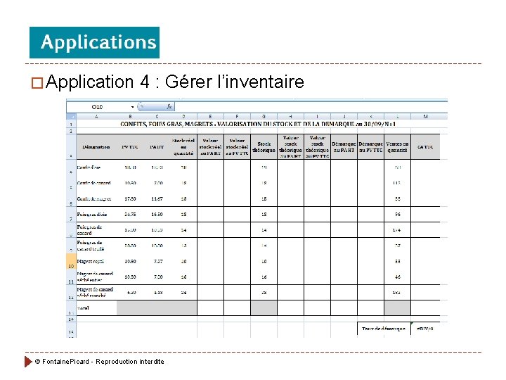 � Application 4 : Gérer l’inventaire © Fontaine. Picard - Reproduction interdite � Application 4 : Gérer l’inventaire © Fontaine. Picard - Reproduction interdite