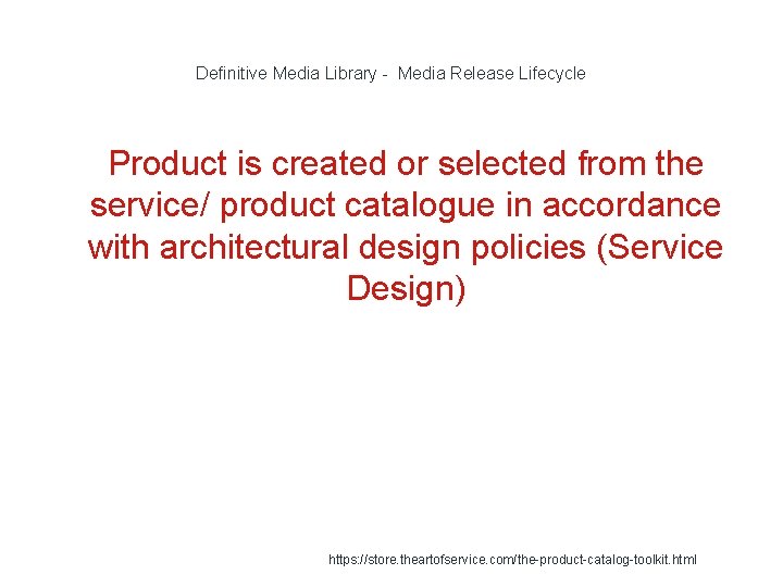 Definitive Media Library - Media Release Lifecycle 1 Product is created or selected from Definitive Media Library - Media Release Lifecycle 1 Product is created or selected from