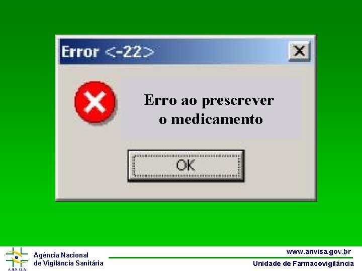 Erro ao prescrever o medicamento Agência Nacional de Vigilância Sanitária www. anvisa. gov. br