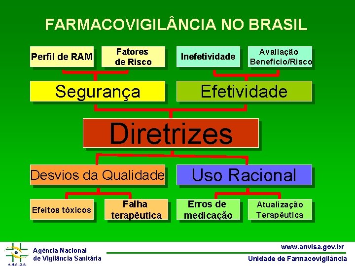 FARMACOVIGIL NCIA NO BRASIL Perfil de RAM Fatores de Risco Segurança Inefetividade Avaliação Benefício/Risco