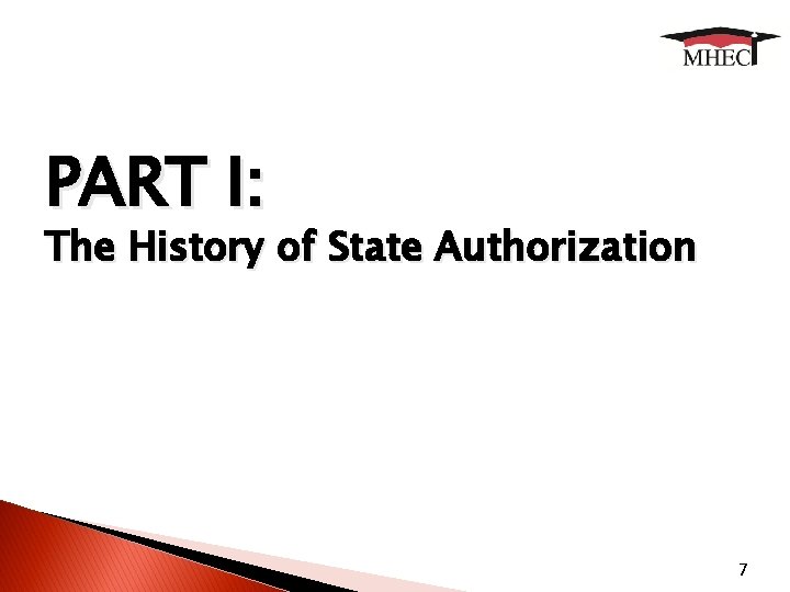 PART I: The History of State Authorization 7 