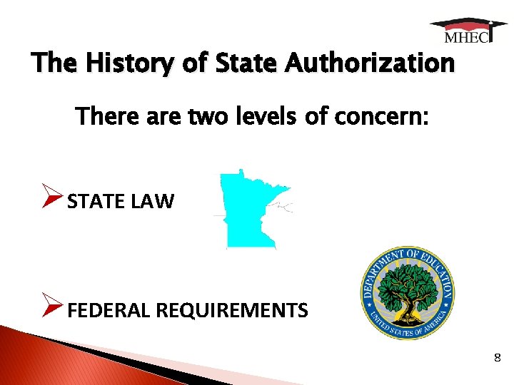 The History of State Authorization There are two levels of concern: ØSTATE LAW ØFEDERAL