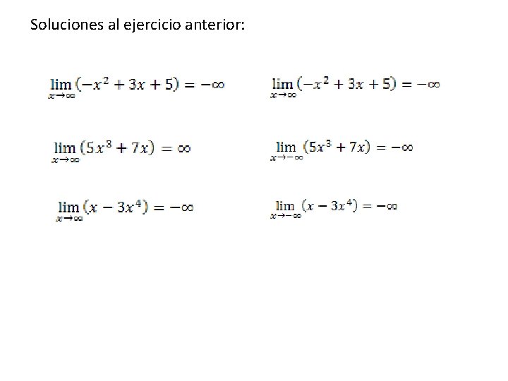 Soluciones al ejercicio anterior: 