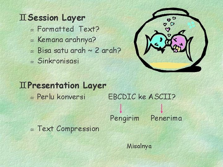 `Session Layer Formatted Text? Kemana arahnya? Bisa satu arah ~ 2 arah? Sinkronisasi `Presentation