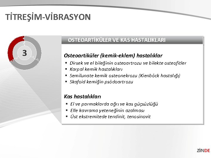 TİTREŞİM-VİBRASYON OSTEOARTİKÜLER VE KAS HASTALIKLARI 3 Osteoartiküler (kemik-eklem) hastalıklar Dirsek ve el bileğinin osteoartrozu