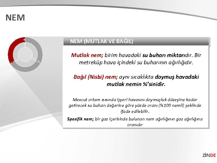 NEM (MUTLAK VE BAĞIL) Mutlak nem; birim havadaki su buharı miktarıdır. Bir metreküp hava