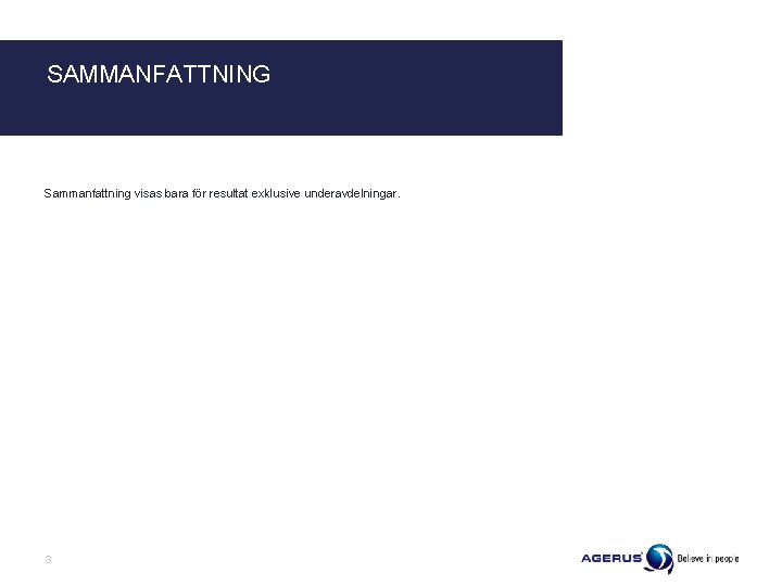 SAMMANFATTNING Sammanfattning visas bara för resultat exklusive underavdelningar. 3 