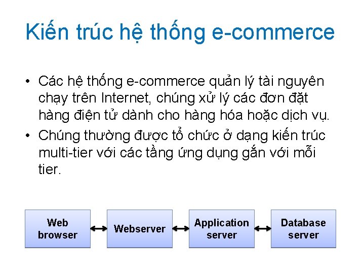 Kiến trúc hệ thống e-commerce • Các hệ thống e-commerce quản lý tài nguyên