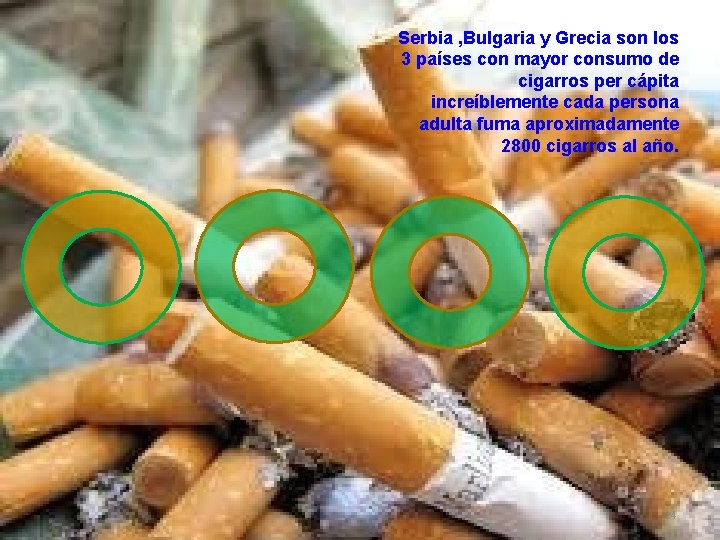 Serbia , Bulgaria y Grecia son los 3 países con mayor consumo de cigarros