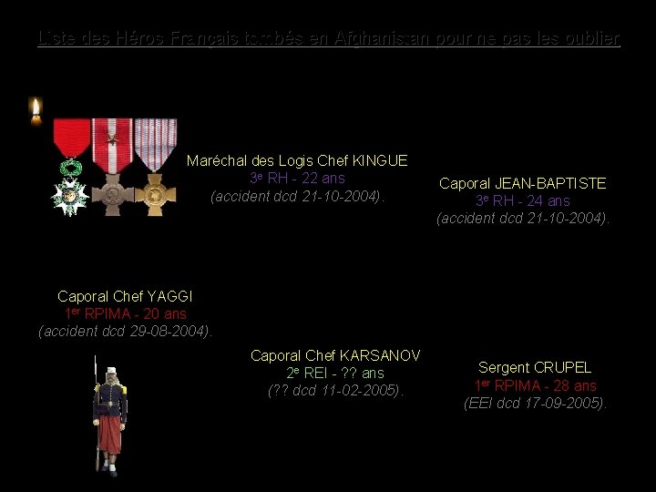 Liste des Héros Français tombés en Afghanistan pour ne pas les oublier Maréchal des