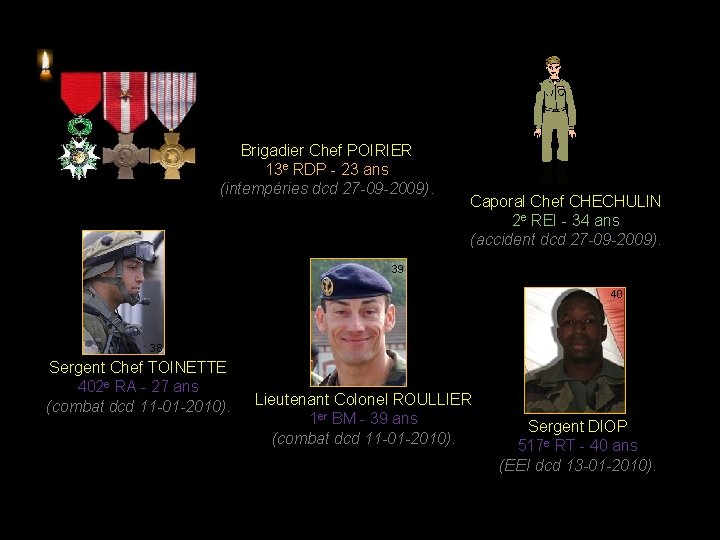 Brigadier Chef POIRIER 13 e RDP - 23 ans (intempéries dcd 27 -09 -2009).