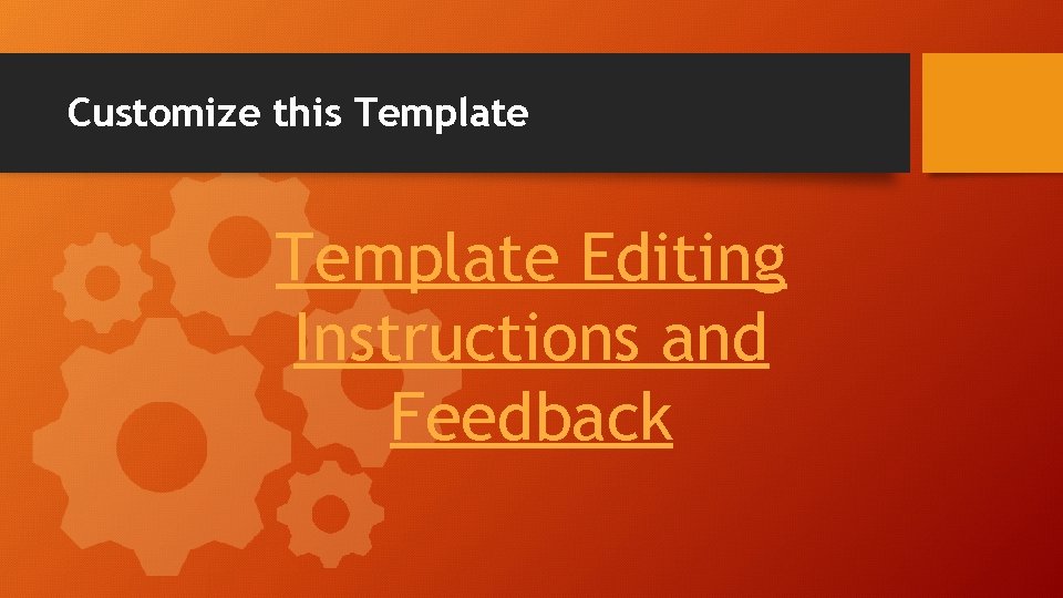 Customize this Template Editing Instructions and Feedback 