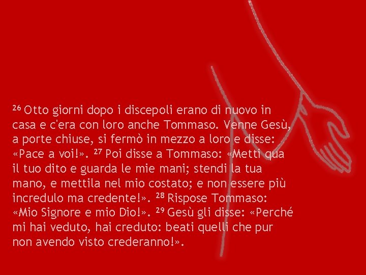 Otto giorni dopo i discepoli erano di nuovo in casa e c'era con loro