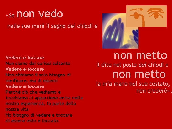  «Se non vedo nelle sue mani il segno dei chiodi e Vedere e