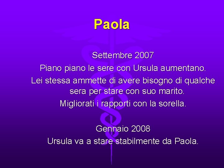 Paola Settembre 2007 Piano piano le sere con Ursula aumentano. Lei stessa ammette di