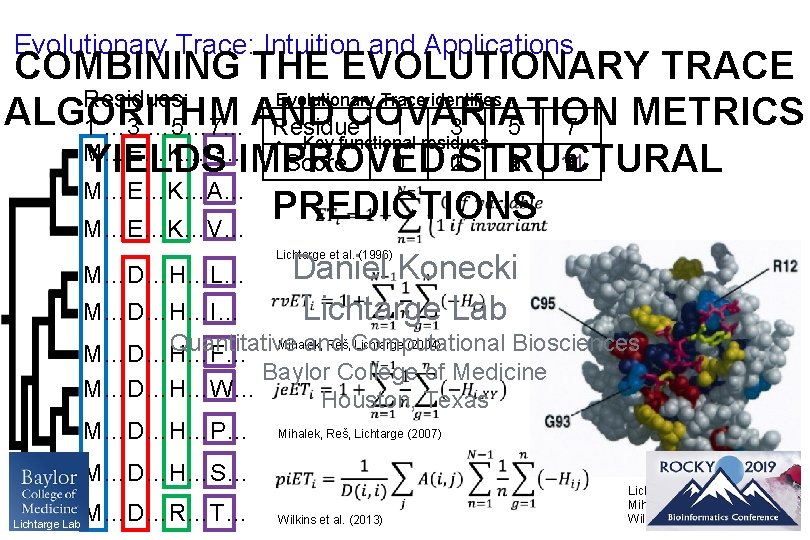 Evolutionary Trace: Intuition and Applications COMBINING THE EVOLUTIONARY TRACE Evolutionary Trace identifies Residues: ALGORITHM