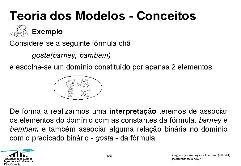 Teoria dos Modelos - Conceitos Exemplo Considere-se a seguinte fórmula chã gosta(barney, bambam) e