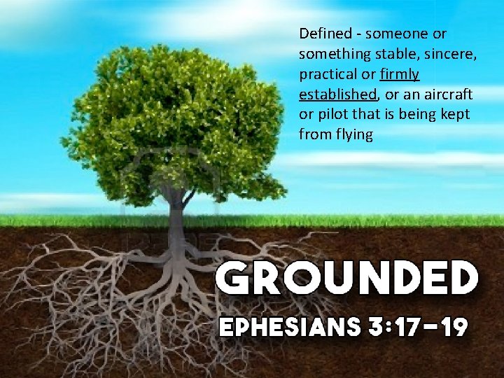 Defined - someone or something stable, sincere, practical or firmly established, or an aircraft Defined - someone or something stable, sincere, practical or firmly established, or an aircraft