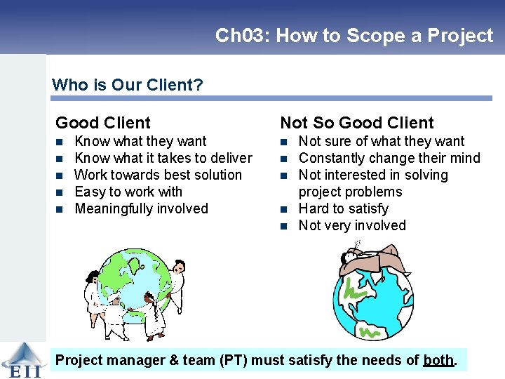 Ch 03: How to Scope a Project Who is Our Client? Good Client n
