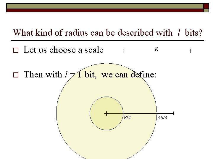 What kind of radius can be described with l bits? o Let us choose