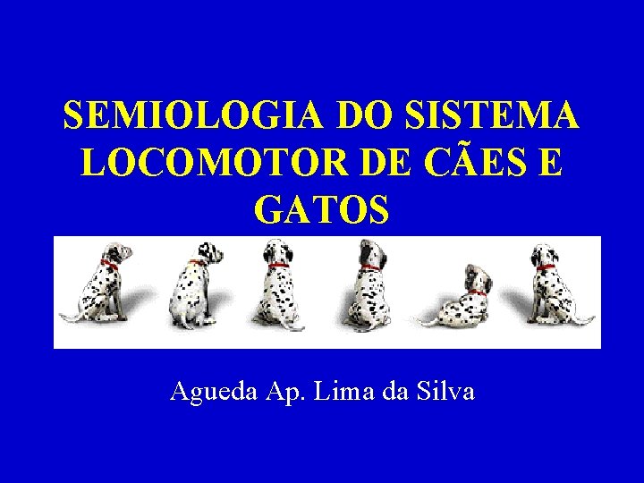 SEMIOLOGIA DO SISTEMA LOCOMOTOR DE CÃES E GATOS Agueda Ap. Lima da Silva 
