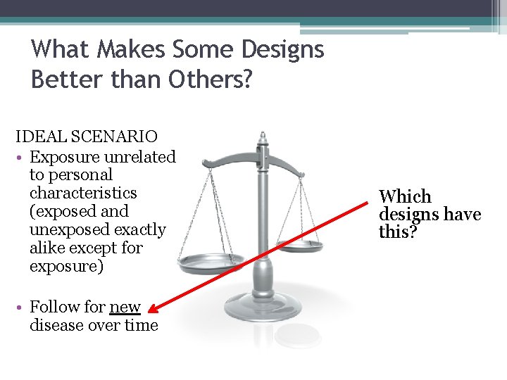 What Makes Some Designs Better than Others? IDEAL SCENARIO • Exposure unrelated to personal