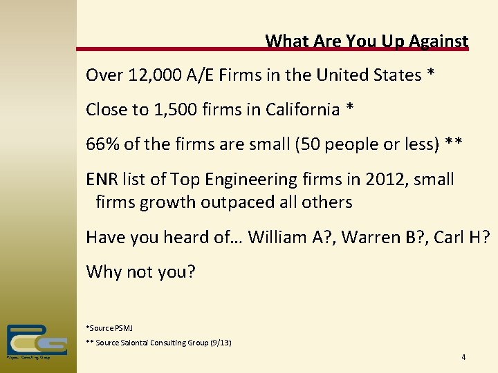 What Are You Up Against Over 12, 000 A/E Firms in the United States