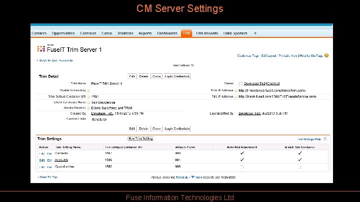 CM Server Settings Fuse Information Technologies Ltd 