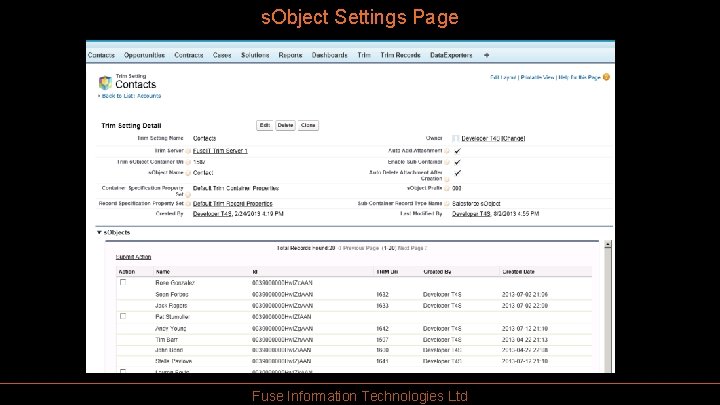 s. Object Settings Page Fuse Information Technologies Ltd 