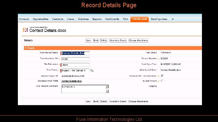 Record Details Page Fuse Information Technologies Ltd 