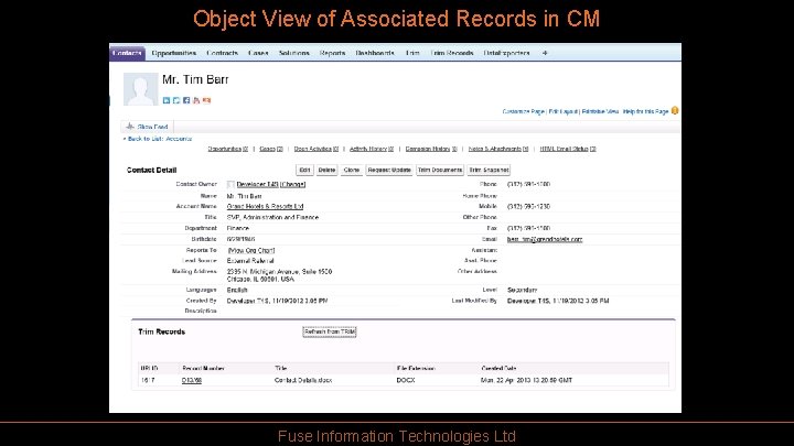 Object View of Associated Records in CM Fuse Information Technologies Ltd 