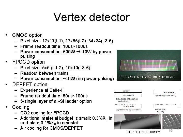 Vertex detector • CMOS option – Pixel size: 17 x 17(L 1), 17 x