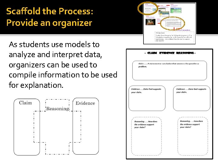 Scaffold the Process: Provide an organizer As students use models to analyze and interpret