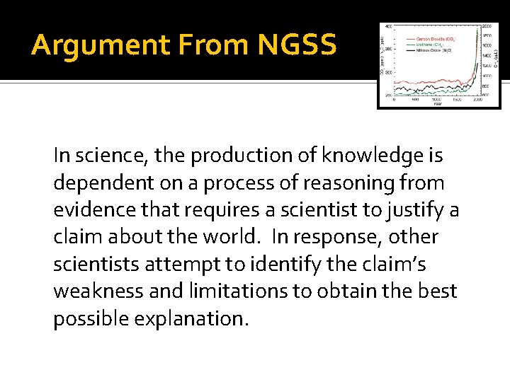 Argument From NGSS In science, the production of knowledge is dependent on a process