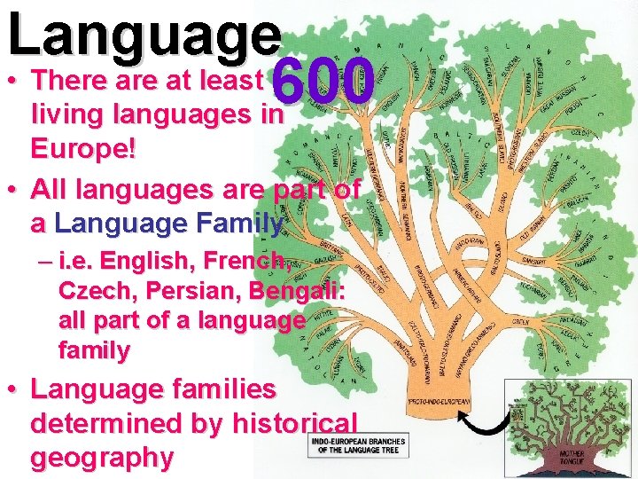 Language 600 • There at least living languages in Europe! • All languages are