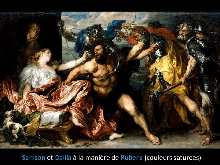 Samson et Dalila à la manière de Rubens (couleurs saturées) 
