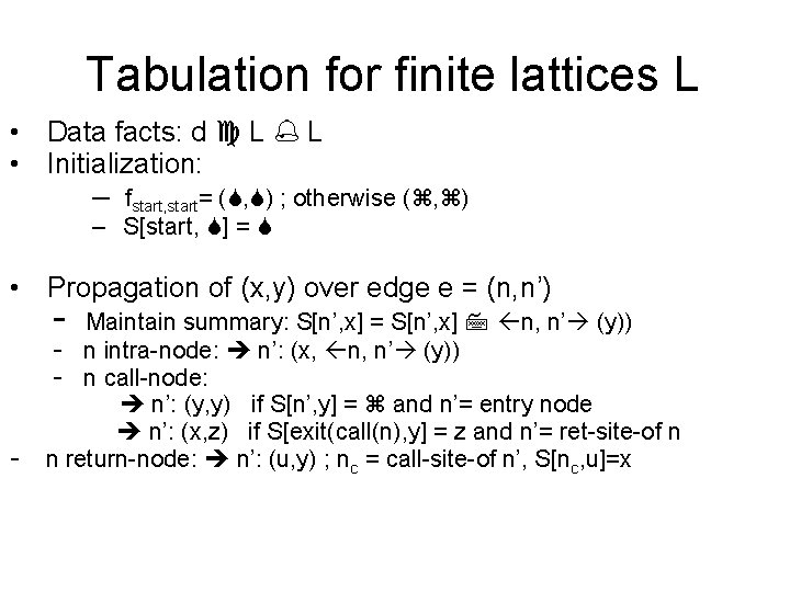 Tabulation for finite lattices L • Data facts: d L L • Initialization: –