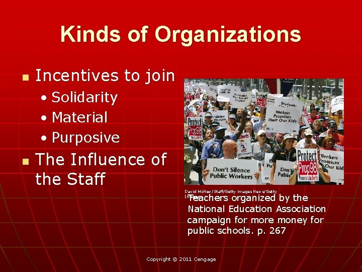 Kinds of Organizations n Incentives to join • Solidarity • Material • Purposive n