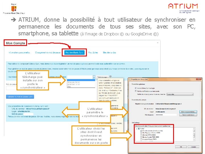  ATRIUM, donne la possibilité à tout utilisateur de synchroniser en permanence les documents