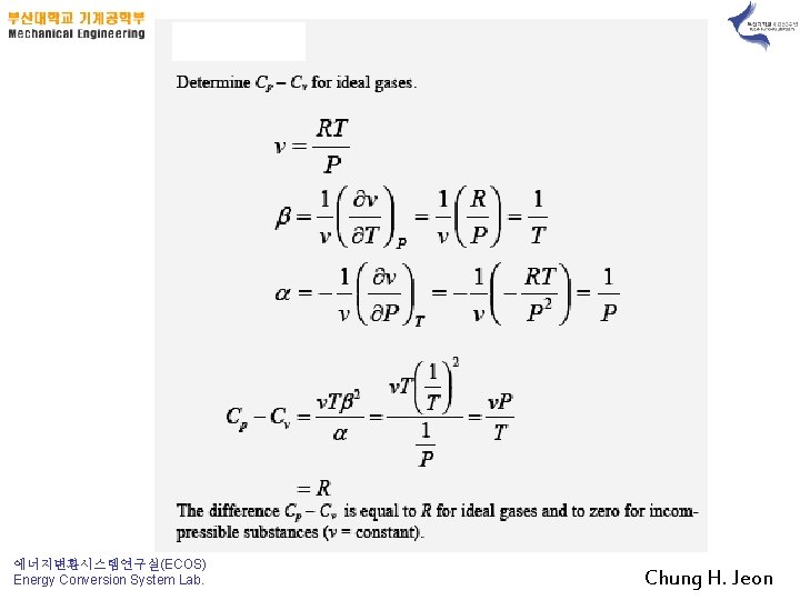 에너지변환시스템연구실(ECOS) Energy Conversion System Lab. Chung H. Jeon 