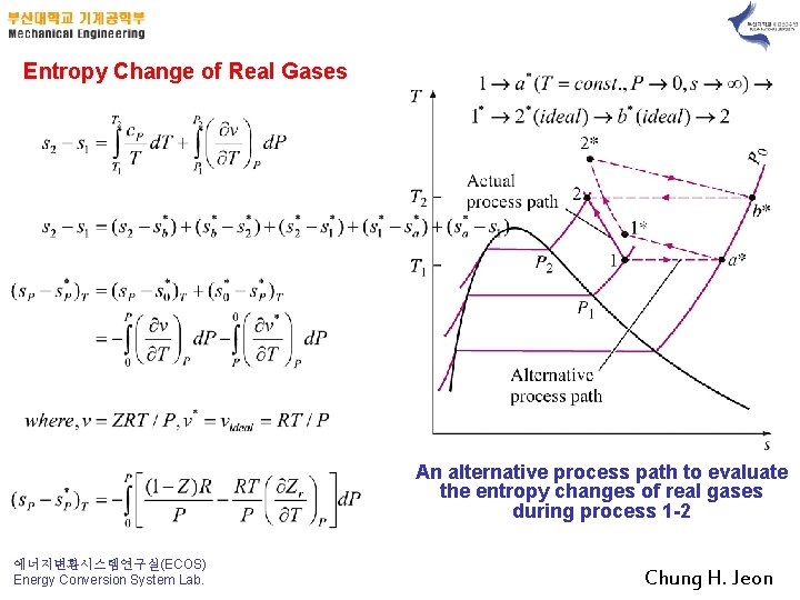 Entropy Change of Real Gases An alternative process path to evaluate the entropy changes