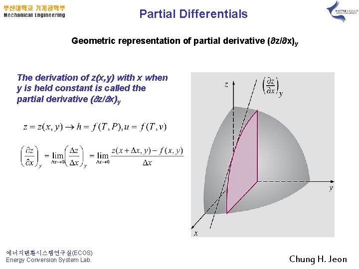 Partial Differentials Geometric representation of partial derivative ( z/ x)y The derivation of z(x,