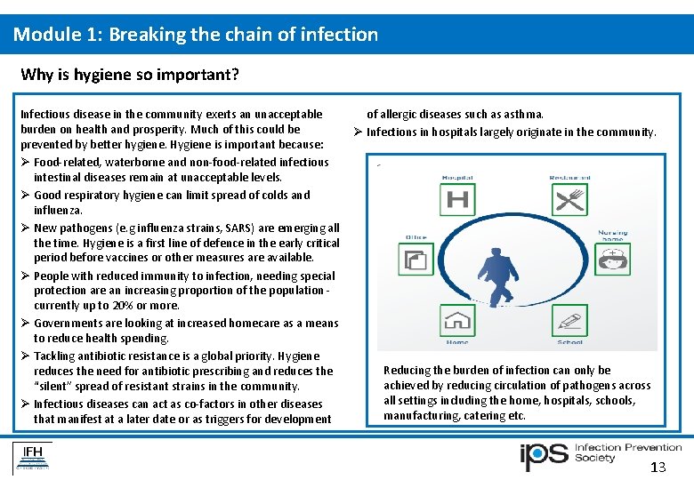 Module 1: Breaking the chain of infection Why is hygiene so important? Infectious disease Module 1: Breaking the chain of infection Why is hygiene so important? Infectious disease